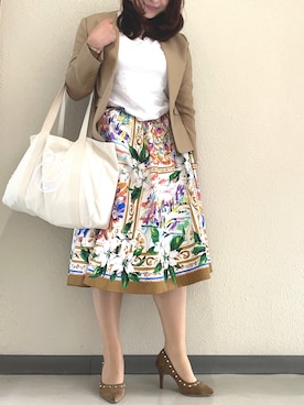 「NOLLEY’S Sophi（ノーリーズソフィ）のアイテム（ノーカラージャケット）」を使った、halm19さん（レディース・163cm）の夏コーディネート