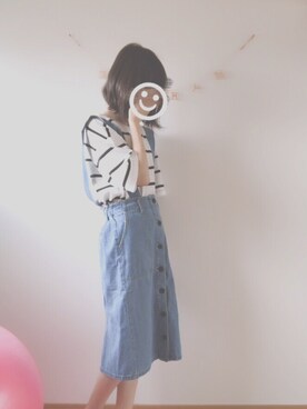 「RETRO GIRL（レトロガール）のアイテム（サロペット/オーバーオール）」を使った、なるとさん（レディース・163cm）の春コーディネート