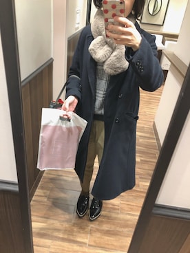 「UNIQLO（ユニクロ）のアイテム（チノパンツ、ベージュ系）」を使った、ゆんさん（レディース・159cm）の冬コーディネート