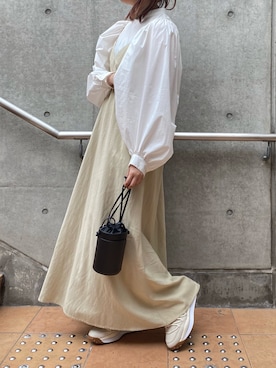 「KBF（ケイビーエフ）のバケットミニBAG（ショルダーバッグ）」を使った、kanocoさん（レディース・160cm）の春コーディネート