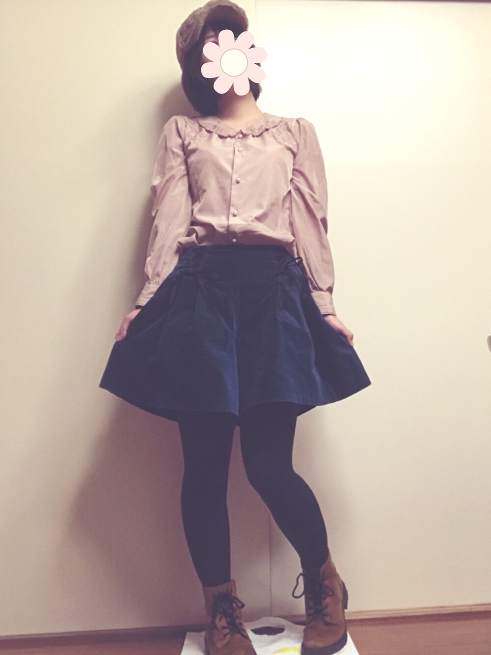「fint、キャップ、キュロット、GU、Bleu Bleuet、秋、秋コーデ」｜「3coinsのアイテム（キャップ、ベージュ系）」を使った、りんねさん（レディース・158cm）の秋コーディネートの1枚目の写真