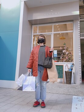 「URBAN RESEARCH（アーバンリサーチ）のアイテム（ノーカラージャケット）」を使った、BTさん（レディース・163cm）の冬コーディネート