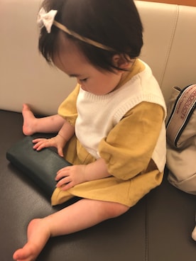 「アイテム（アンサンブル、イエロー系）」を使った、rioさん（キッズ・80cm）の秋コーディネート