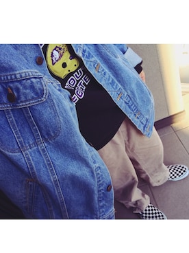 「寒い」｜「アイテム（デニムジャケット）」を使った、モモタロスさん（レディース・154cm）の秋コーディネート