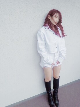 「韓国コーデ」｜「アイテム（デニムジャケット）」を使った、zinaさんさん（レディース・152cm）の夏コーディネート