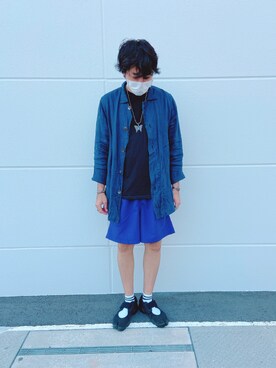 「ショーツ」｜「アイテム（その他アウター）」を使った、matsuさん（メンズ・175cm）の春コーディネート