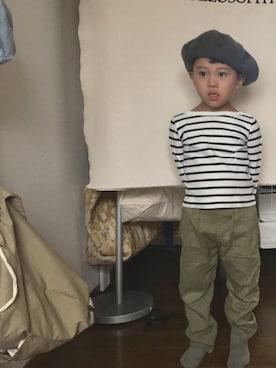 「UNIQLO（ユニクロ）のアイテム（ハンチング/ベレー帽）」を使った、Souさん（キッズ・90cm）の秋コーディネート