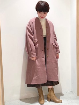 「POU DOU DOU（プードゥドゥ）のアイテム（その他アウター）」を使った、wakitaさん（レディース・155cm）の秋コーディネート