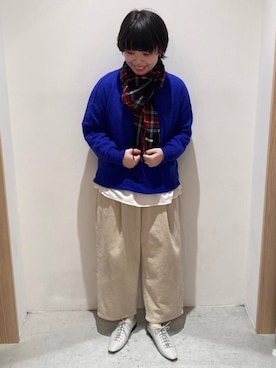 「ブルーニット」｜「アイテム（その他シューズ）」を使った、wakitaさん（レディース・155cm）の冬コーディネート