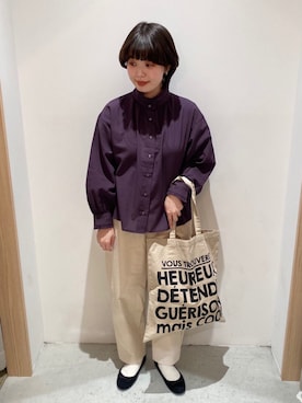 「POU DOU DOU（プードゥドゥ）のアイテム（シャツ/ブラウス）」を使った、wakitaさん（レディース・155cm）の冬コーディネート