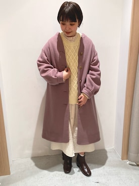 「POU DOU DOU（プードゥドゥ）のアイテム（その他アウター）」を使った、wakitaさん（レディース・155cm）の冬コーディネート