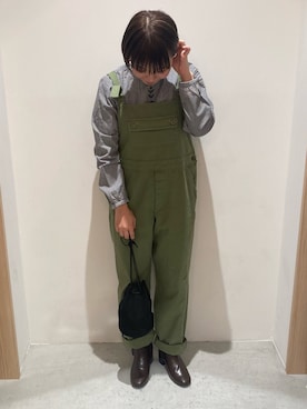 「POU DOU DOU（プードゥドゥ）のアイテム（サロペット/オーバーオール）」を使った、wakitaさん（レディース・155cm）の冬コーディネート