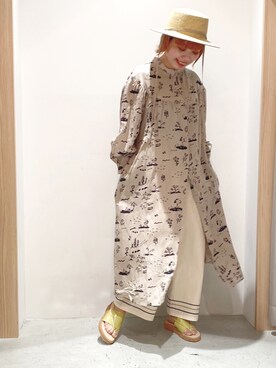 「カンカン帽」｜「アイテム（サンダル）」を使った、wakitaさん（レディース・155cm）の春コーディネート