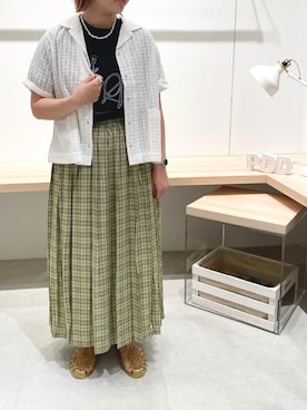 「POU DOU DOU（プードゥドゥ）のアイテム（シャツ/ブラウス）」を使った、wakitaさん（レディース・155cm）の夏コーディネート