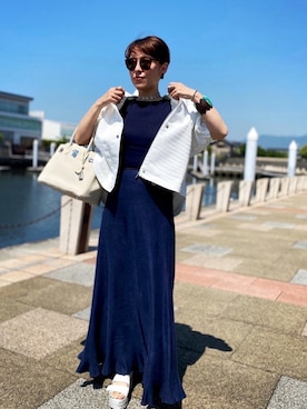 「Drawer（ドゥロワー）のアイテム（スカート）」を使った、Kaori Tsuro さん（レディース・161cm）の夏コーディネート