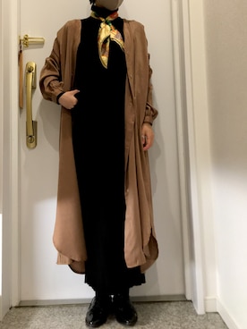 「UNE MANSION（ユヌマンション）のアイテム（シャツワンピース）」を使った、sshiさん（レディース・156cm）の春コーディネート