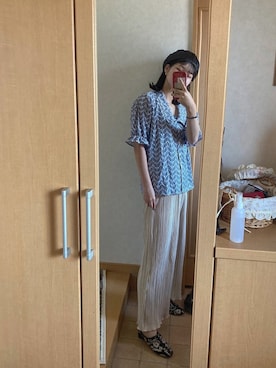 「JEANASIS（ジーナシス）のアイテム（ハンチング/ベレー帽）」を使った、ちはさん（レディース・159cm）の夏コーディネート
