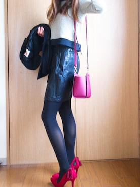 「courreges（クレージュ）のアイテム（ジャケット/アウター）」を使った、Ikuさん（レディース・158cm）の冬コーディネート