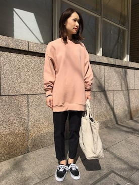 「orcival」｜「アイテム（スウェット）」を使った、KANEさん（レディース・160cm）の春コーディネート