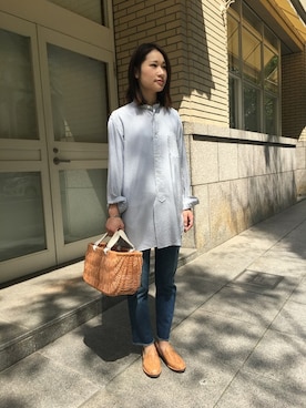 「CHAMULA（チャムラ）のアイテム（スリッポン）」を使った、KANEさん（レディース・160cm）の春コーディネート