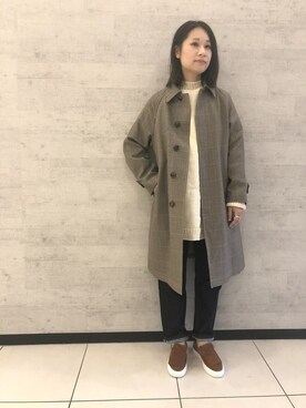 「orcival」｜「アイテム（ステンカラーコート）」を使った、KANEさん（レディース・160cm）の秋コーディネート