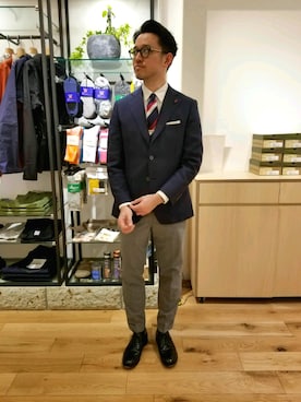 「ネクタイピン」｜「アイテム（ジャケット/アウター）」を使った、kiyoさん（メンズ・175cm）の春コーディネート