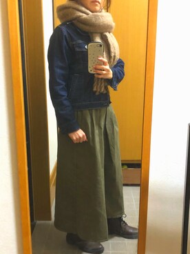 「SEVENDAYS=SUNDAY（セブンデイズサンデイ）のアイテム（デニムジャケット）」を使った、yukiさん（レディース・156cm）の冬コーディネート
