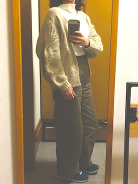 「DISCOAT（ディスコート）の太ケーブルカーディガン（カーディガン/ボレロ）」を使った、yukiさん（レディース・156cm）の冬コーディネート