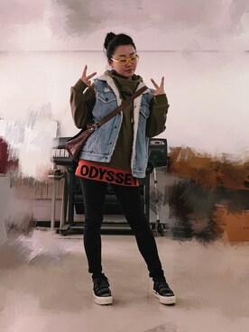 「アイテム（ブーティ）」を使った、线线儿的さん（レディース・165cm）の春コーディネート