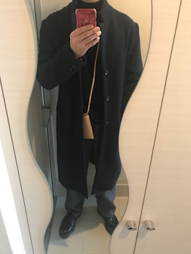 「my beautiful landlet（マイビューティフルランドレット）のアイテム（チェスターコート）」を使った、しょーた。さん（メンズ・170cm）の冬コーディネート