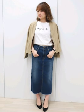 「Tシャツ×デニム」｜「アイテム（ブルゾン）」を使った、IMAGEさん（レディース・158cm）の春コーディネート