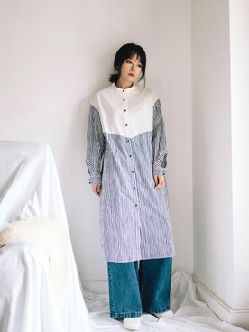 「休闲」｜「アイテム（シャツワンピース）」を使った、adaJさん（レディース・164cm）の夏コーディネート