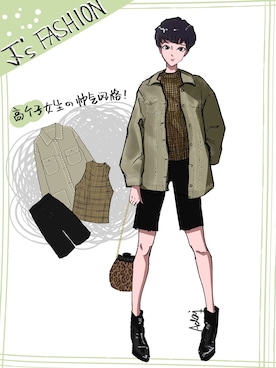 「PULL&BEAR（プルアンドベア）のアイテム（ミリタリージャケット）」を使った、adaJさん（レディース・164cm）の秋コーディネート