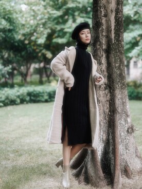 「休闲」｜「アイテム（ダウンジャケット/コート）」を使った、adaJさん（レディース・164cm）の冬コーディネート