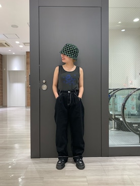 「X-girl（エックスガール）のWIDE TAPERED PANTS（その他パンツ）」を使った、吉田 小春さん（レディース・149cm）の春コーディネート