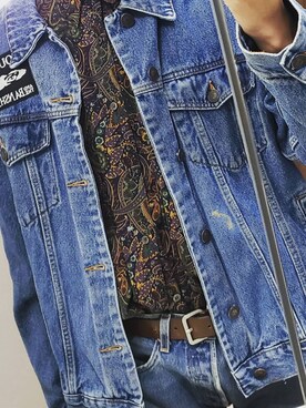 「USEDのアイテム（デニムジャケット、ブルー系）」を使った、たくとーさん（メンズ）の秋コーディネート