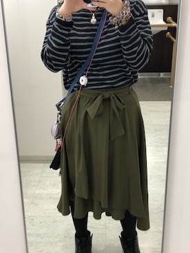 「フレア」｜「アイテム（チュニック）」を使った、みきゃんさん（レディース・156cm）の秋コーディネート