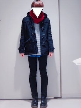 「no brand（ノーブランド）のアイテム（ダッフルコート）」を使った、あさん（メンズ・173cm）の冬コーディネート