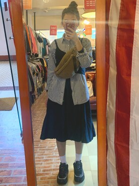 「blue」｜「アイテム（ベスト）」を使った、nansze.loさん（レディース・165cm）の春コーディネート