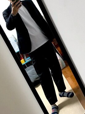「COMME des GARCONS HOMME DEUX（コムデギャルソンオムドゥ）のアイテム（スラックス）」を使った、seigenさん（メンズ・179cm）の秋コーディネート