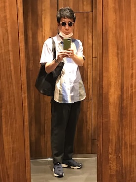 「COMME des GARCONS HOMME DEUX（コムデギャルソンオムドゥ）のアイテム（スラックス）」を使った、seigenさん（メンズ・179cm）の夏コーディネート