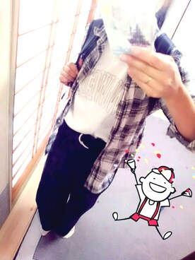 「niko and...（ニコアンド）のアメリカ綿ロゴワイドＴシャツ【niko and ...】（Tシャツ/カットソー）」を使った、yuko…( *¯ ³¯*)さん（レディース・158cm）の春コーディネート