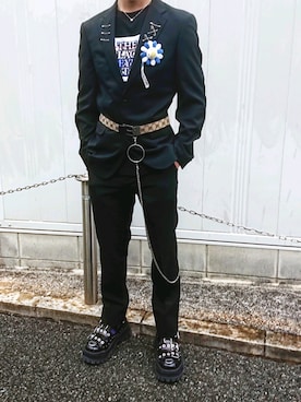「COMME CA ISM（コムサイズム）のアイテム（セットアップ）」を使った、hyogaさん（メンズ・173cm）の冬コーディネート