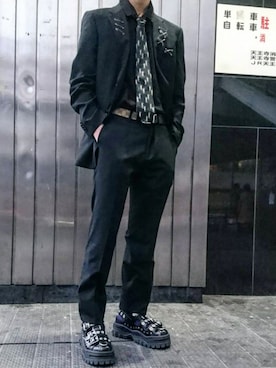 「Yves Saint Laurent（イヴサンローラン）のアイテム（フォーマルスーツ/小物）」を使った、hyogaさん（メンズ・173cm）の春コーディネート
