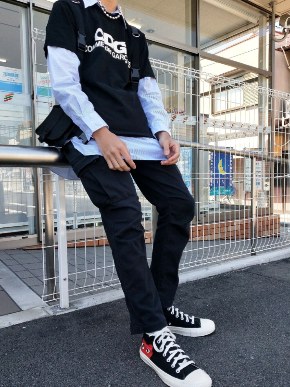 「シンプルコーデ、春コーデ、カジュアル」｜「LukeViciousのアイテム（ネックレス、シルバー系）」を使った、hyogaさん（メンズ・173cm）の春コーディネートの1枚目の写真