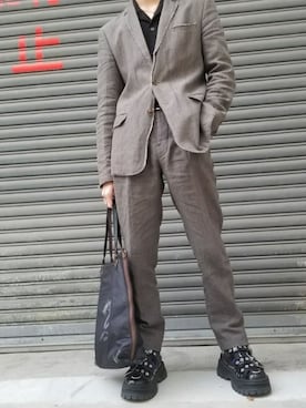 「MARTIN MARGIELA（マルタンマルジェラ）のアイテム（セットアップ）」を使った、hyogaさん（メンズ・173cm）の春コーディネート