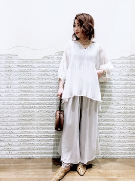 「JEANASIS（ジーナシス）のアイテム（かごバッグ）」を使った、kuniさん（レディース・153cm）の春コーディネート