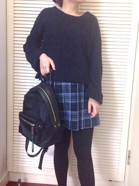 「アイテム（ニット/セーター）」を使った、宮瑞優子さん（レディース・154cm・10代）の春コーディネート
