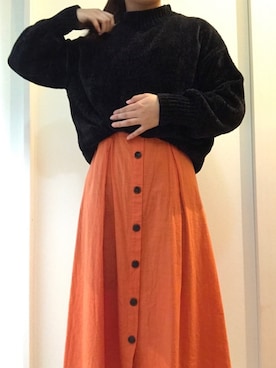 「オレンジスカート」｜hinaaaaaさん（レディース・151cm）の冬コーディネート