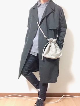 「AIVER（アイバー）のアイテム（トレンチコート）」を使った、まふゅーさん（メンズ・170cm）の春コーディネート